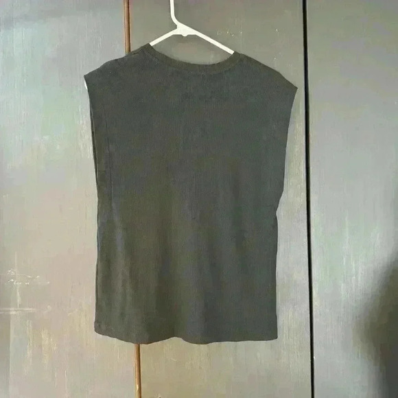 ZARA Women's Black Boxy Classic Top Wide‎ Ribbed Hem Trendy Chic Size S Small - Picture 4 of 7